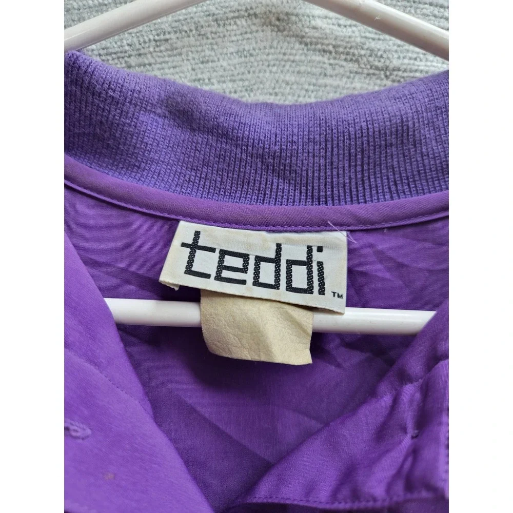 Vintage Teddi Jacket Womens Purple Lined Winter Casual Streetwear Button Front